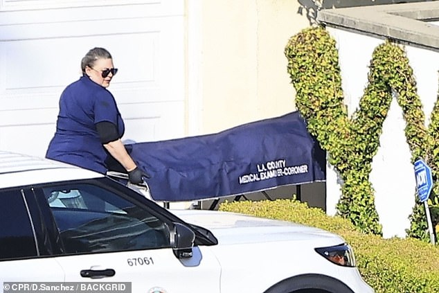 The LA County coroner was seen arriving at the home where Simmons died Saturday