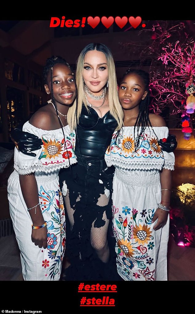 Madonna shared a photo with her twins Stella and Estere, 11