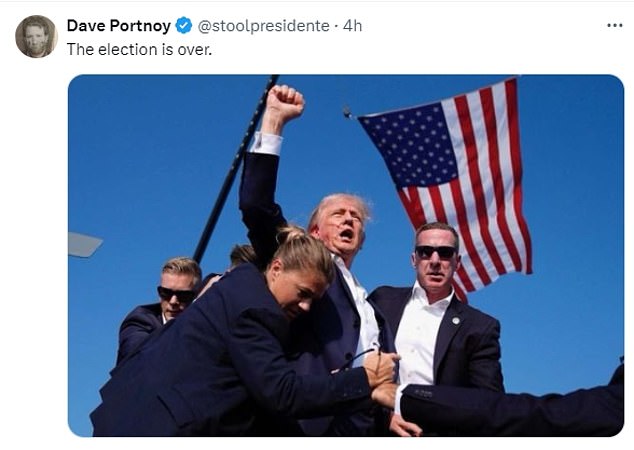 Portnoy also posted a photo of Trump with his fist in the air moments after the shooting