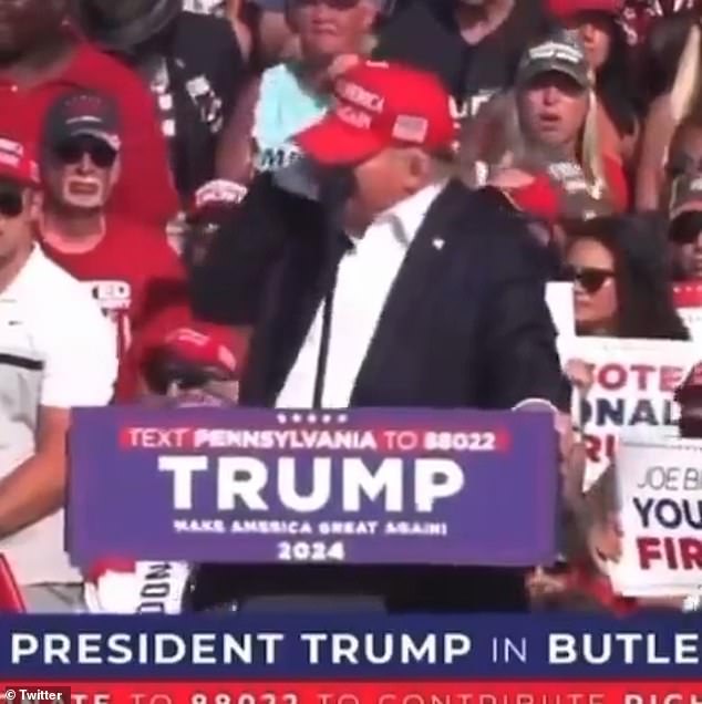 A moment later, Trump is apparently hit in the ear by the bullet. Onlookers were quick to point out how close the bullet was to Trump in a more deadly area