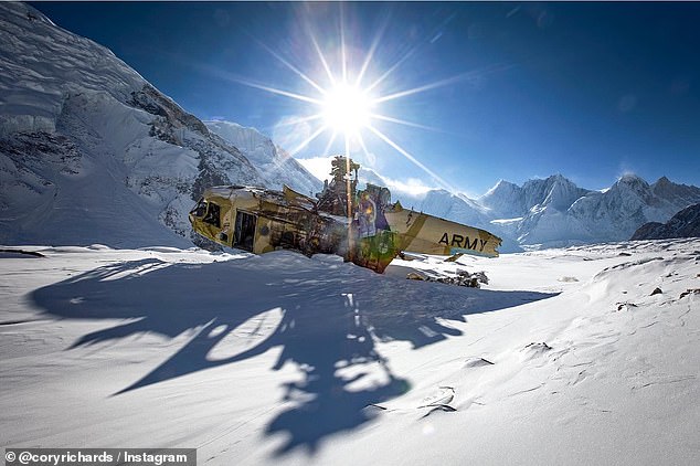 A crashed army helicopter on Gasherbrum II - evidence of the dangerous conditions on the mountain