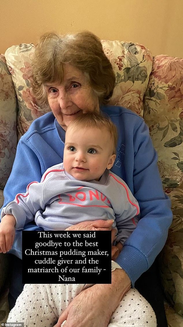 “94 years of endless love and devotion to our family,” she wrote alongside one of the moving images of Shirley holding her grandchild