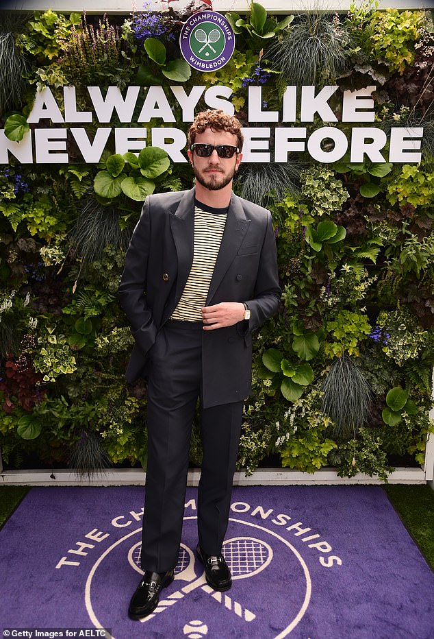 Paul Mescal showed off his impeccable style in a black jacket and striped top, paired with loafers and sunglasses