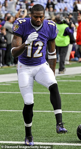 Jones dances on the field during his time with the Ravens in 2014