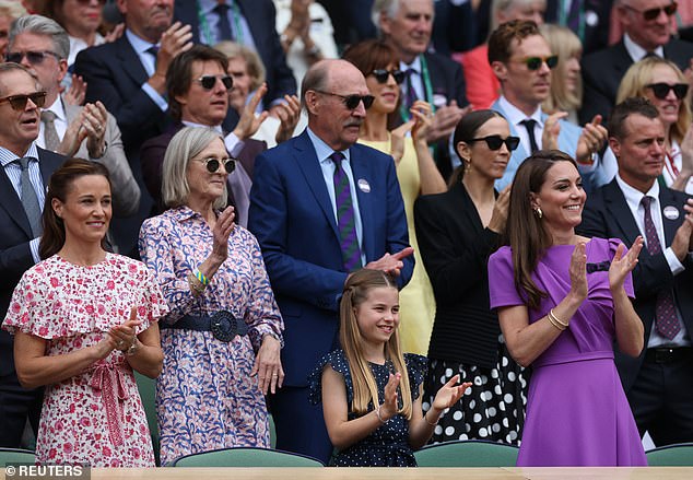 The future queen was greeted with a standing ovation as she prepared to watch the tennis match