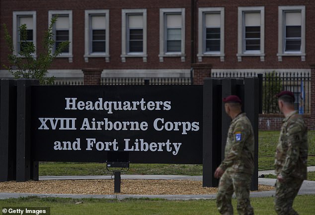 The garrison at Fort Liberty in North Carolina is facing criticism after a photo of a slide show given by trainers during a counterterrorism briefing circulated on social media