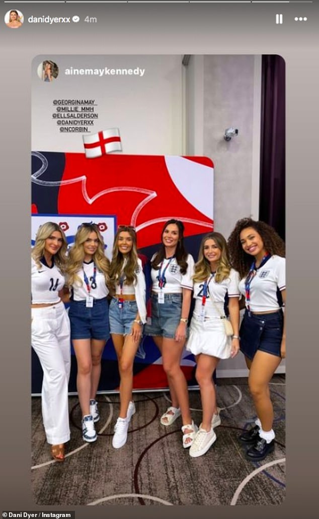 She was seen partying with player Conor Gallagher's partner Aine May Kennedy and striker Ollie Watkins' girlfriend Ellie Alderson