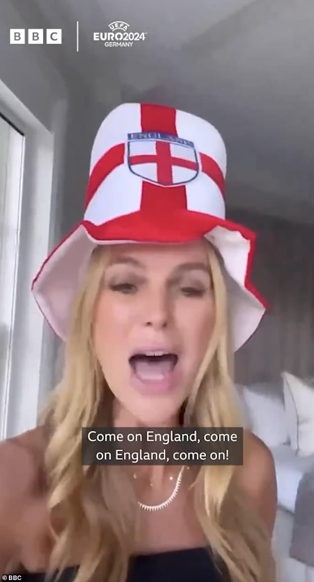 Earlier in the day, Amanda chanted 'Come On England' in a social media video to show her support for the Three Lions