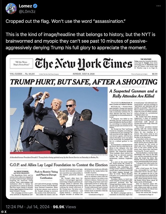 Meanwhile, critics have lambasted The New York Times for its Sunday morning headline, which read: 