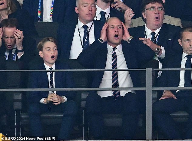 Prince William watches the final of the 2024 European Championship in Berlin tonight with his head in his hands