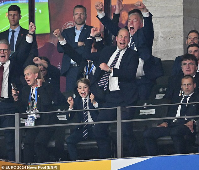 Prince William and Prince George wore matching striped ties and suits for tonight's match