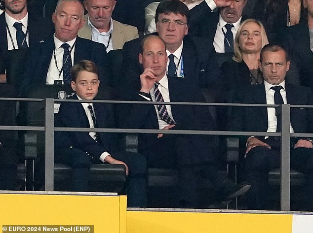 After Spain scored earlier in the match, Prince George looked visibly disappointed as he sat down next to his father