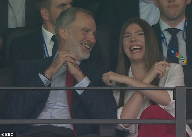 Felipe and Sofia looked very happy as they watched Spain win the European Championship in Germany