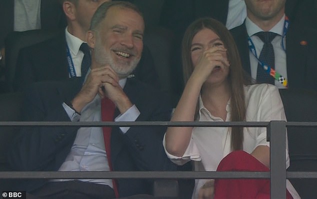 The couple couldn't hide their happiness and excitement as they watched Spain win 2-1