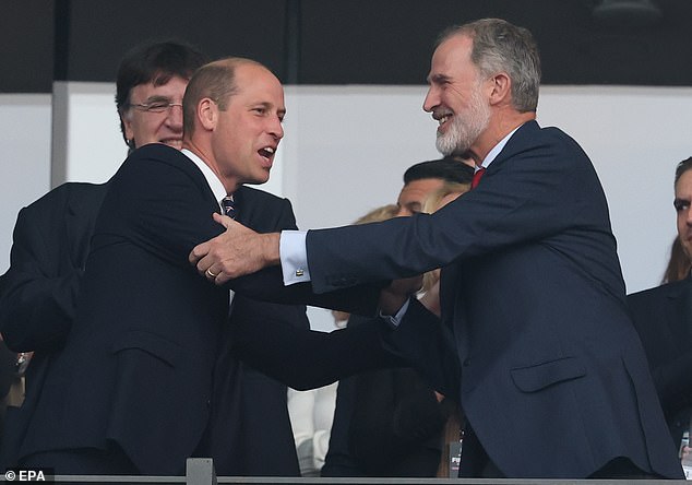 Prince William and King Felipe shake hands in Germany