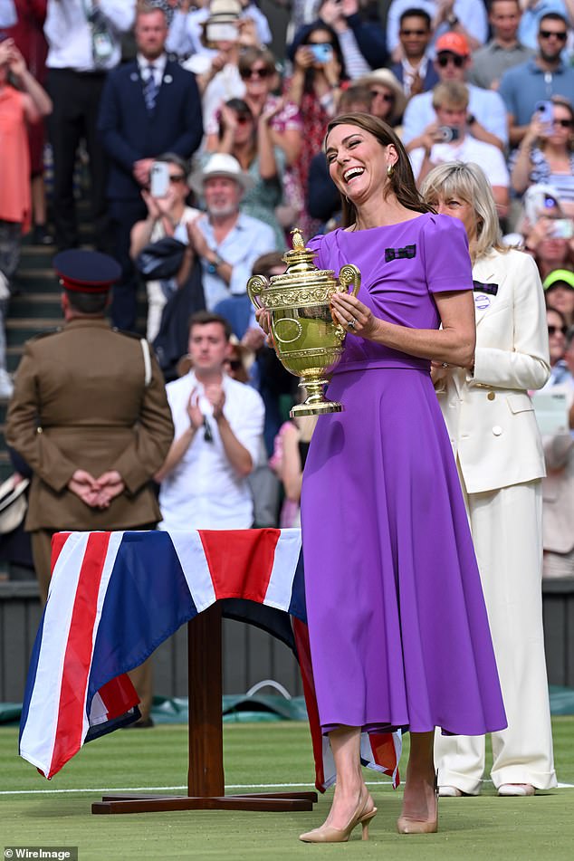 Kate's lilac twist-bodice midi dress, the Cecilia, from London-based demi-couture label Safiyaa (£1,295, just sold out!), was a hit in so many ways