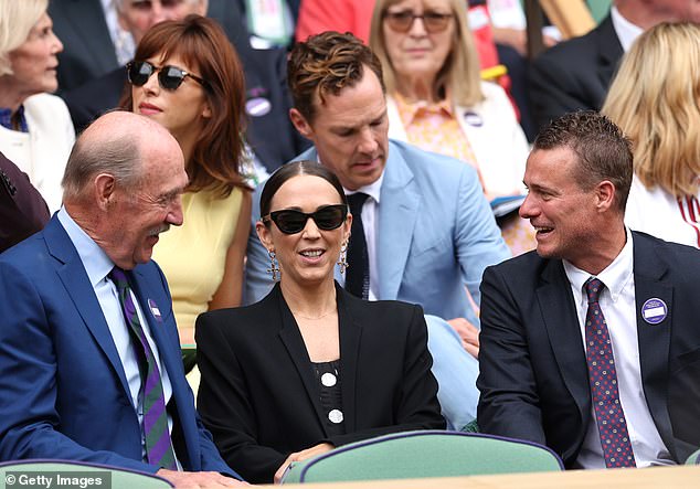 Meanwhile, Bec was effortlessly chic in a black designer blazer and polka dot dress