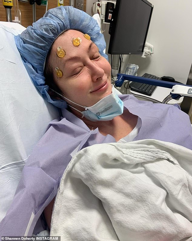 Last year, she revealed her cancer had spread to her brain in an Instagram post that showed her undergoing radiation therapy; Shannen seen in 2023