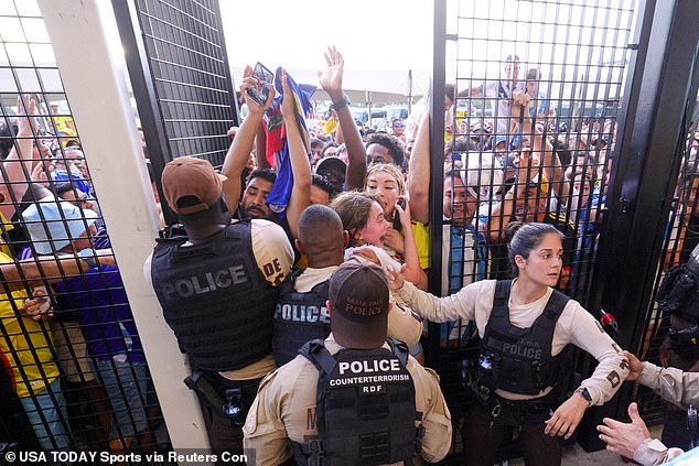 Fans rush to the gates for the Copa America final between Argentina and Colombia