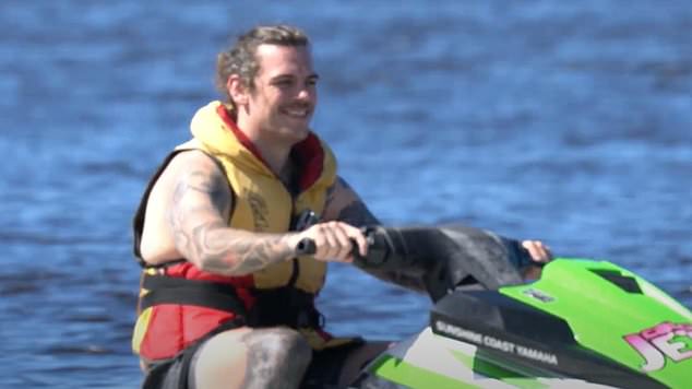 Pictured: An image of Ethan Lowe on a jet ski, which was used in his legal case against the NRL's insurer, Lloyd's of London