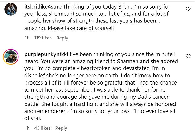 The actor was comforted by a number of colleagues and fans in the comments section after his statement about his late friend and co-star