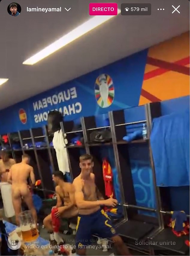 In the footage on Instagram live, a Spanish player was seen completely naked