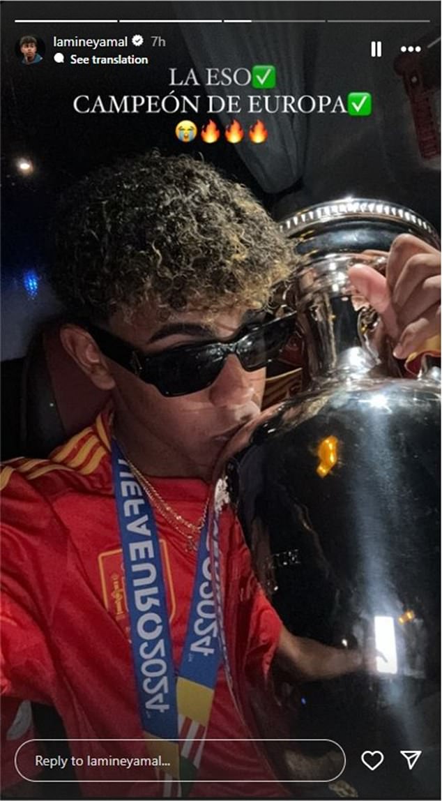 The 17-year-old Yamal was delighted after playing a key role in Spain's success at Euro 2024