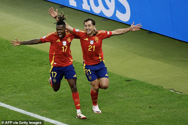 Real Sociedad striker Mikel Oyarzabal (right) scored the winning goal for Luis de la Fuente's side in Berlin