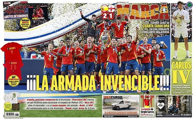 The striking front page of Marca gleefully proclaimed the winners the 'Invincible Armada'