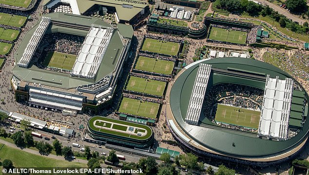 In total, Murray played 74 singles matches at Wimbledon, 66 of which were on Centre Court (left), seven on Court 1 (right) and one on Court 2.