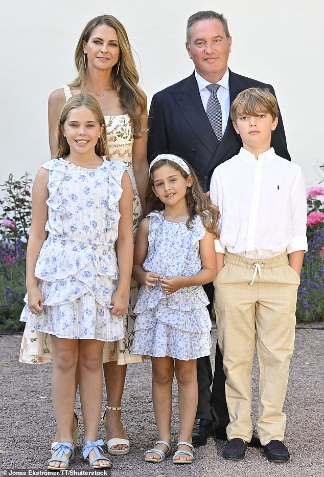 Princess Madeleine and her husband Chris O'Neill with Princess Leonore, Princess Adrienne and Prince Nicolas