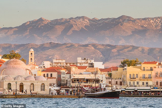 The unnamed 47-year-old enjoyed a family holiday with relatives and in-laws last week in the coastal village of Georgioupoli in the Chania region of Crete (pictured)