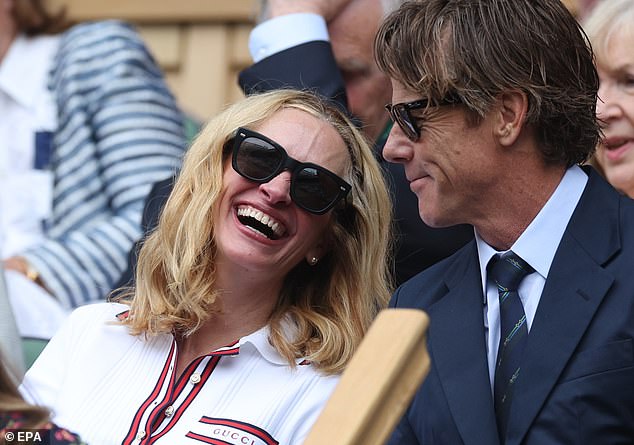 The lovebirds attended the men's singles final at the Wimbledon Tennis Championships at the All England Lawn Tennis and Croquet Club in London