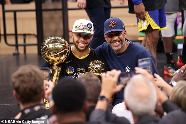 Steph Curry (left) is the star of the Golden State Warriors, while father Dell Curry had success with the Charlotte Hornets