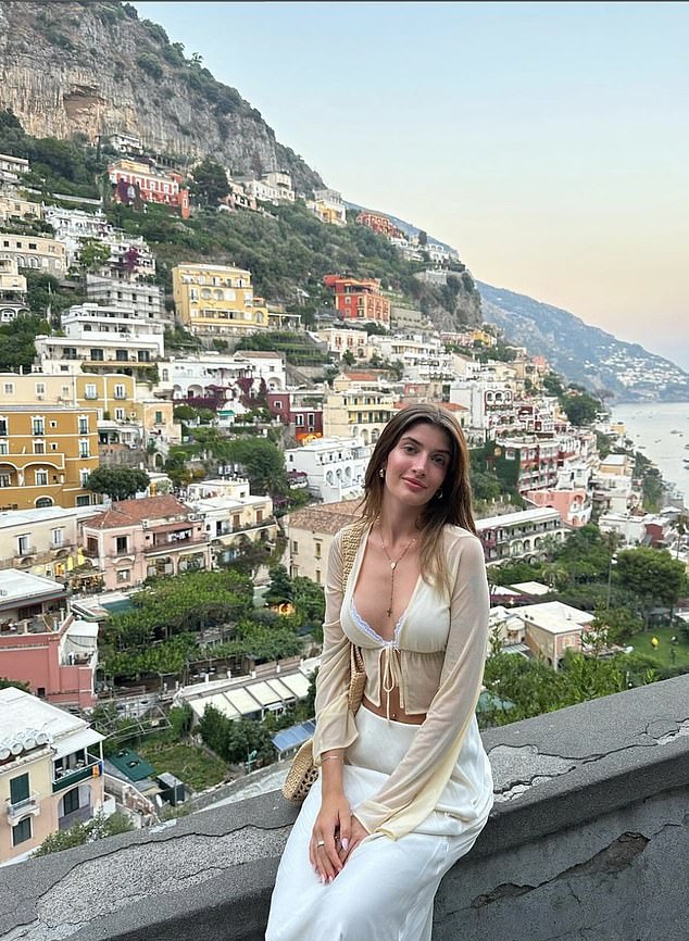 The beauty is on holiday with her boyfriend and fellow Only Fans model Aiden David, 23, in Positano on Italy's Amalfi Coast