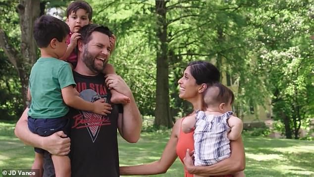 Usha and JD Vance with their three children. They welcomed their first child in 2017. Their daughter Mirabel was born in December 2021