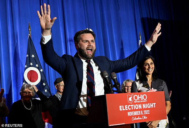 The couple celebrates election night in 2022 after Vance won the Senate race. She described his first campaign in Ohio as an 'adventure'