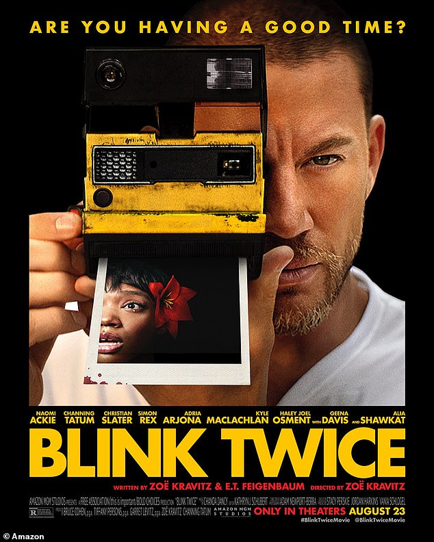 Kravitz directed the film and co-wrote the script for Blink Twice. The thriller hits theaters August 23.