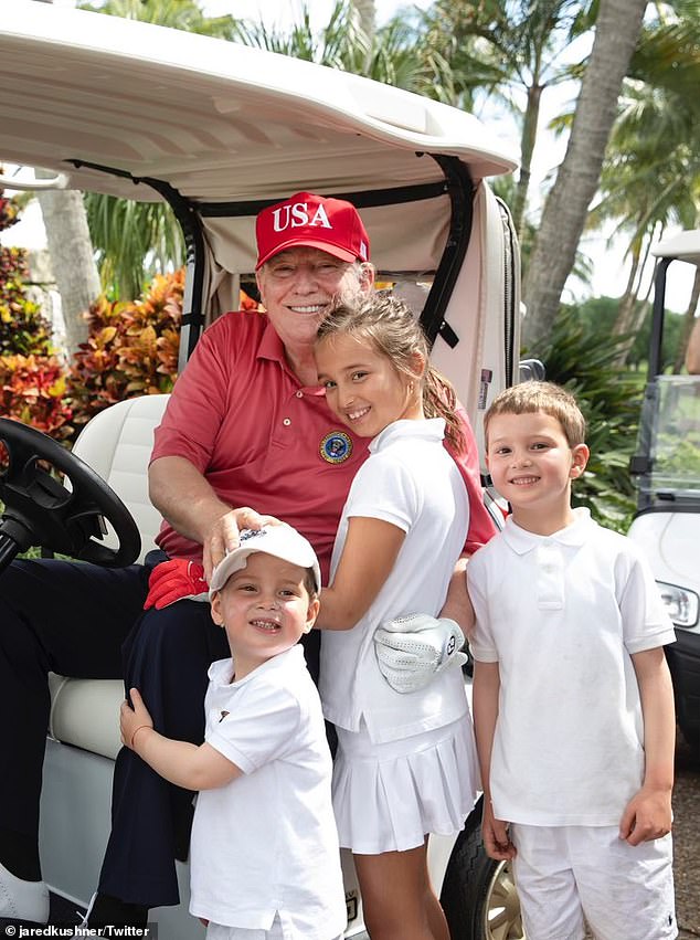 Mr Trump, pictured with his grandchildren, reportedly views his survival as a 