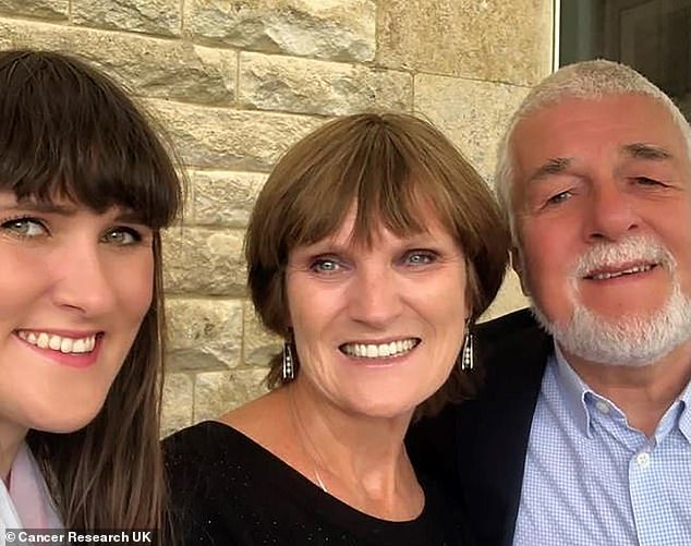 Detecting cancer early, when it is most treatable, can increase survival rates by up to eight times, data shows. Pictured: Amy Gray with mum Jayne and dad Steve