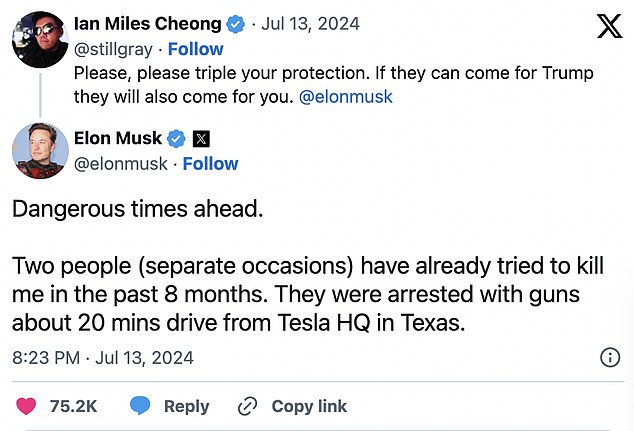 Musk claims there were two separate attempts on his own life