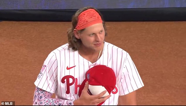 Phillies slugger and Home Run Derby participant Alec Bohm struggled to contain his laughter