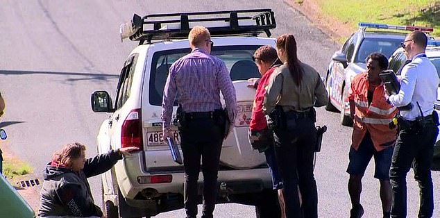 Police officers at the scene of the alleged murder of Ms Jensen at a home in Flinders Drive in the Ipswich suburb of Leichhardt south-west of Brisbane