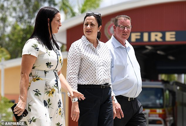 Mr O'Rourke (right) is pictured with former Queensland Premier Annastacia Palaszczuk (centre) and Labor MP for Keppel, Brittany Lauga (left)