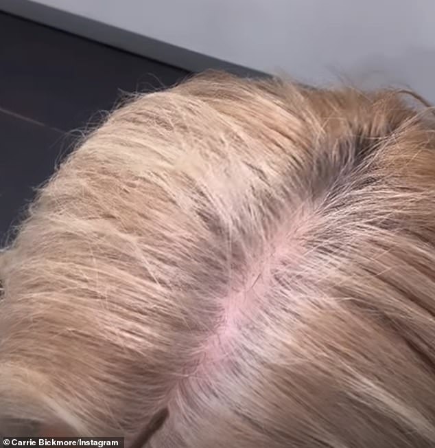 The 43-year-old showed fans her roots in an Instagram photo that showed off the color difference between her roots and her blonde locks