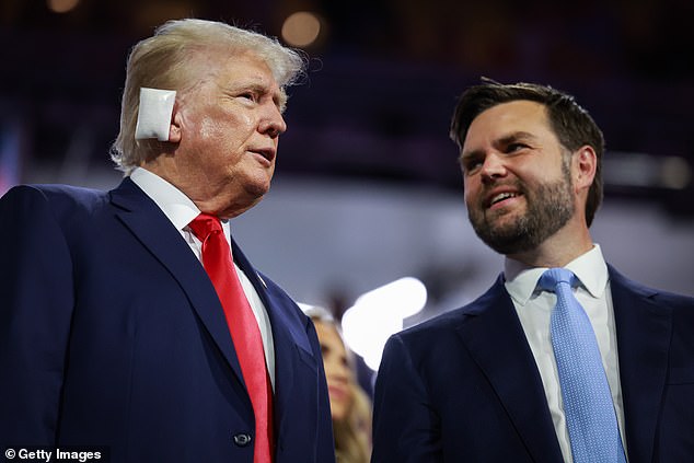 Donald Trump with running mate JD Vance at the Republican National Convention