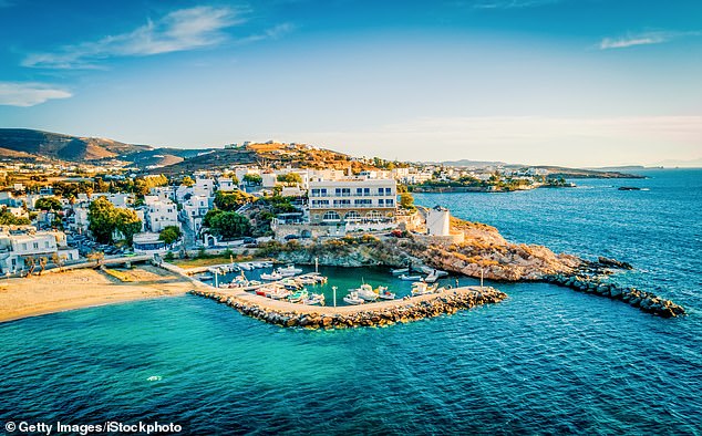 According to other tourists, the woman is often seen in the summer on the picturesque Greek island of Paros (pictured).