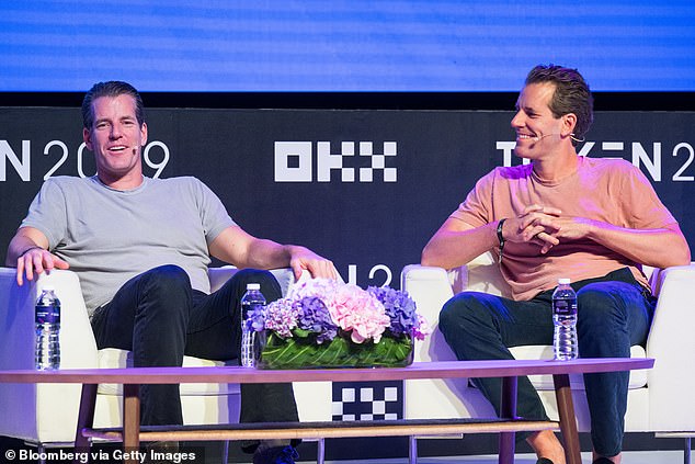 The company donated $1 million, and Cameron and Tyler Winklevoss (pictured) each contributed $250,000 last month