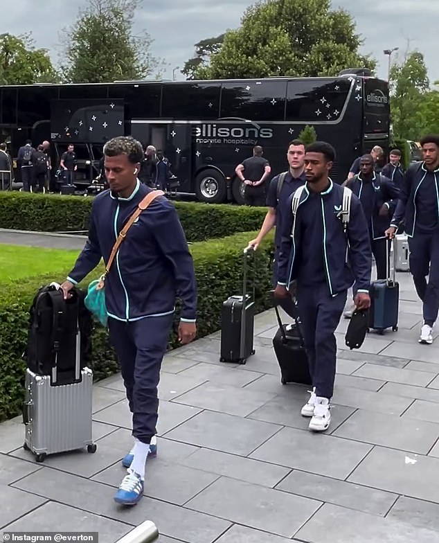 Dele Alli was pictured with Everton's pre-season training squad as they travelled to Ireland