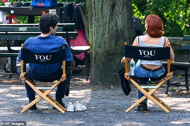 The couple had their own director's chairs and laughed as they chatted